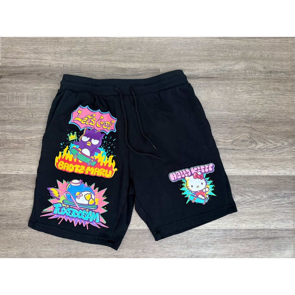 Hello Kitty & Friends Skateboard Graphic Fleece Shorts XS Sanrio Kawaii